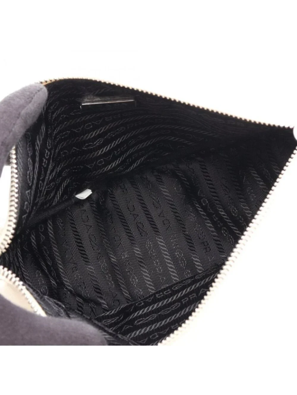 Prada Shoulder Bag Triangle White Black Leather